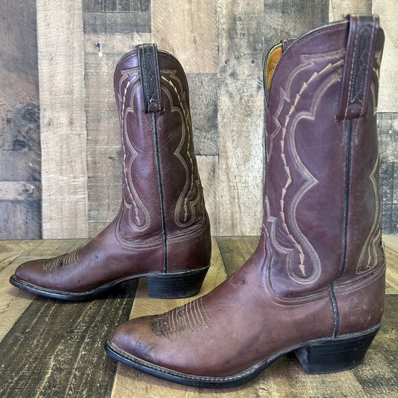Lucchese 2000 Brown T0056J4 Western Cowboy Boots Mens 7 EE - Picture 11 of 12